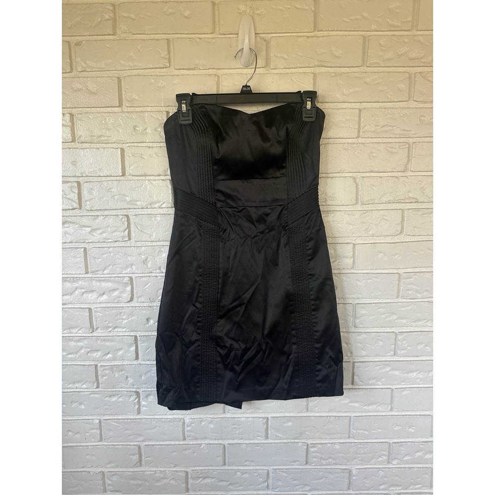 Guess Black Satin Strapless Mini Dress | "Spotted on the Upper East Side" Size 7